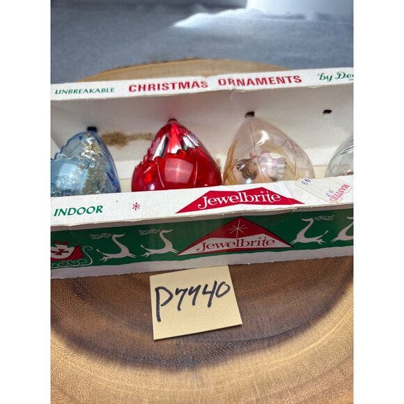 Jewelbrite Teardrop Unbreakable Christmas Ornaments Decor Set Box 1970s - Picture 14 of 15